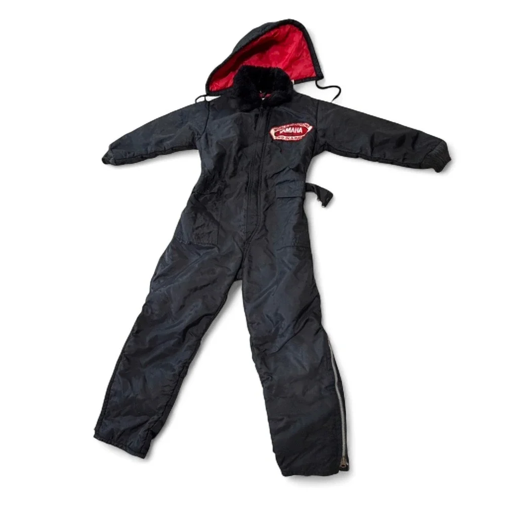 Vintage Oshkosh Snowmobile Youth Snow Suit Snowsuit Black Red Size 7 USA